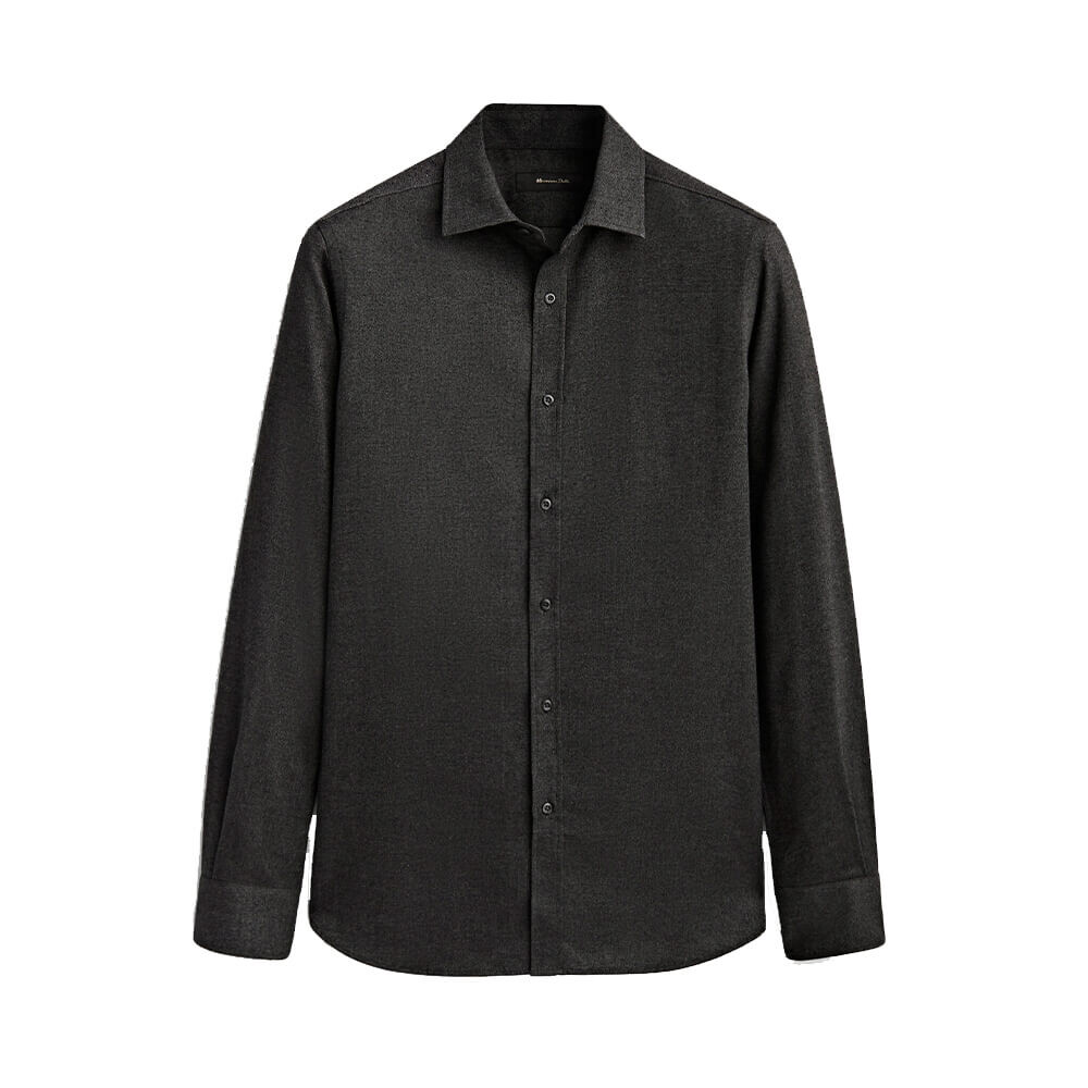 

Рубашка Massimo Dutti Slim Fit Cotton Melange, древесный уголь