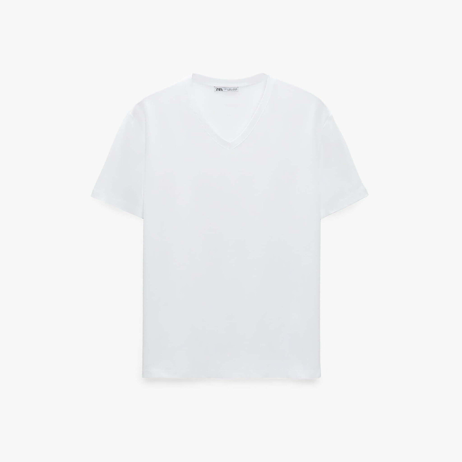 

Футболка Zara Basic Slim Fit With V-Neck, белый