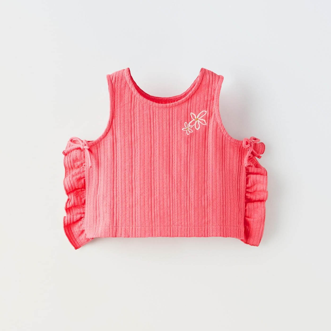 Топ Zara Summer Camp Open-knit Floral Embroidery, ярко-красный