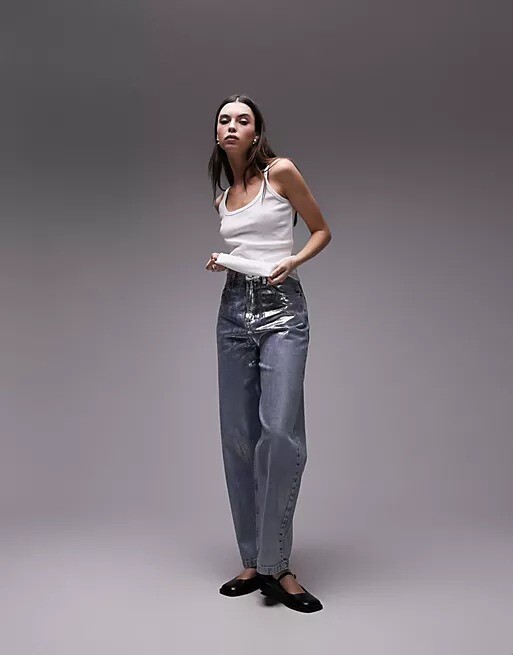 

Топ Topshop Ribbed Thin-strapped With U-shaped Neckline, белый