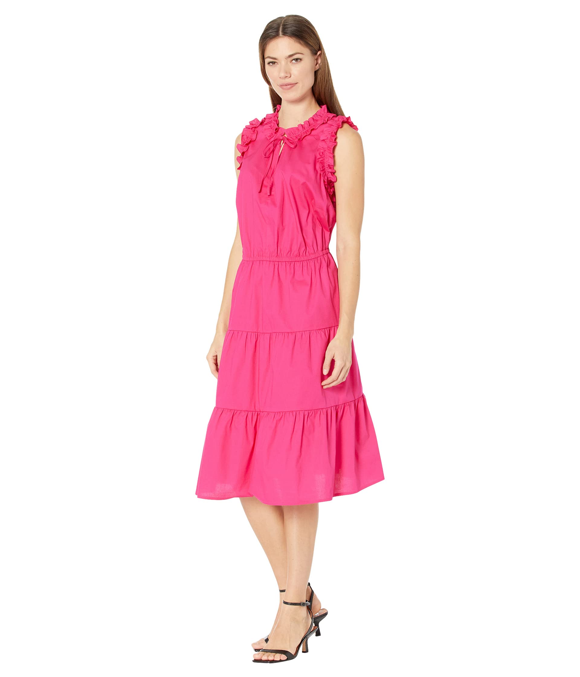 Платье Maggy London, Plus Size Midi Dress with Flounce and Tiered Bottoms