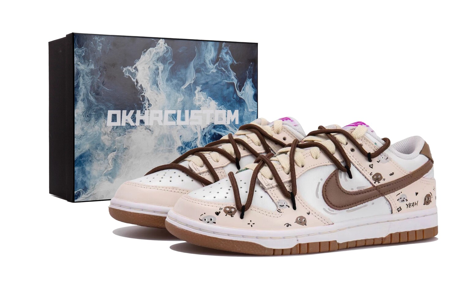 

Кроссовки Nike Dunk Skateboarding Shoes Women's Low-top White/Brown, хаки