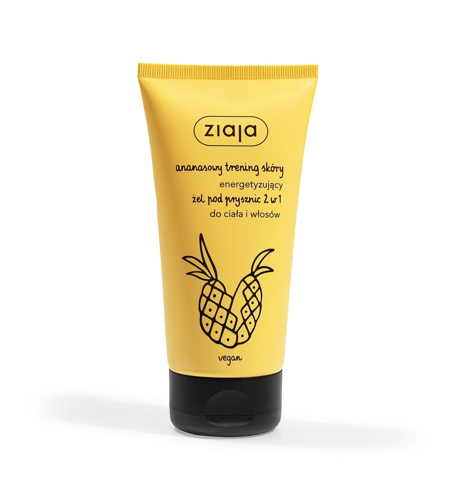 Ziaja Гель для душа 2в1 бодрящий Pineapple Skin Training для тела и волос 160мл