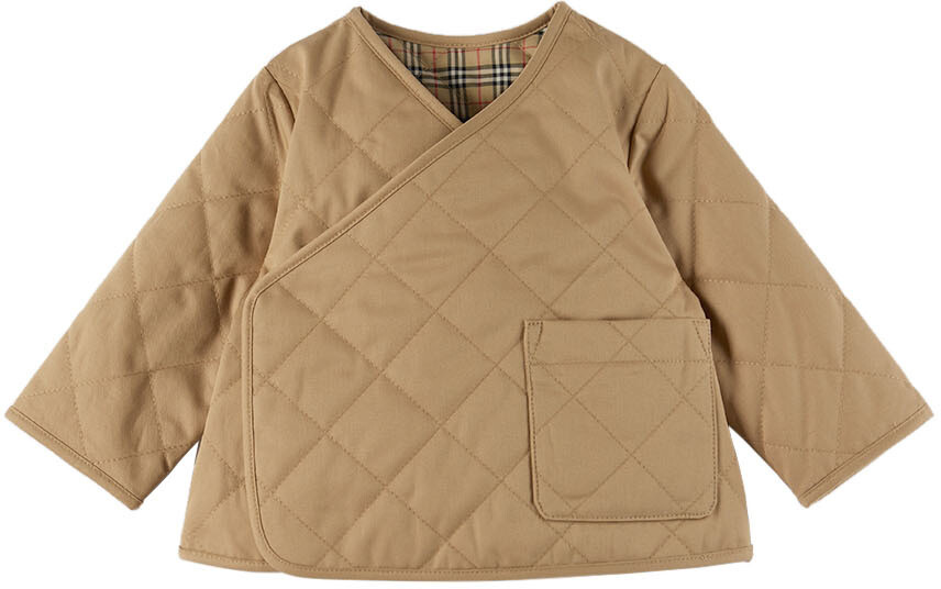 

Детская двусторонняя стеганая куртка бежевого цвета Burberry