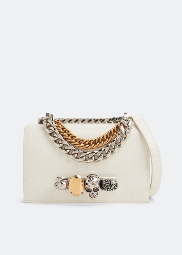 

Сумка ALEXANDER MCQUEEN Mini jewelled satchel, белый