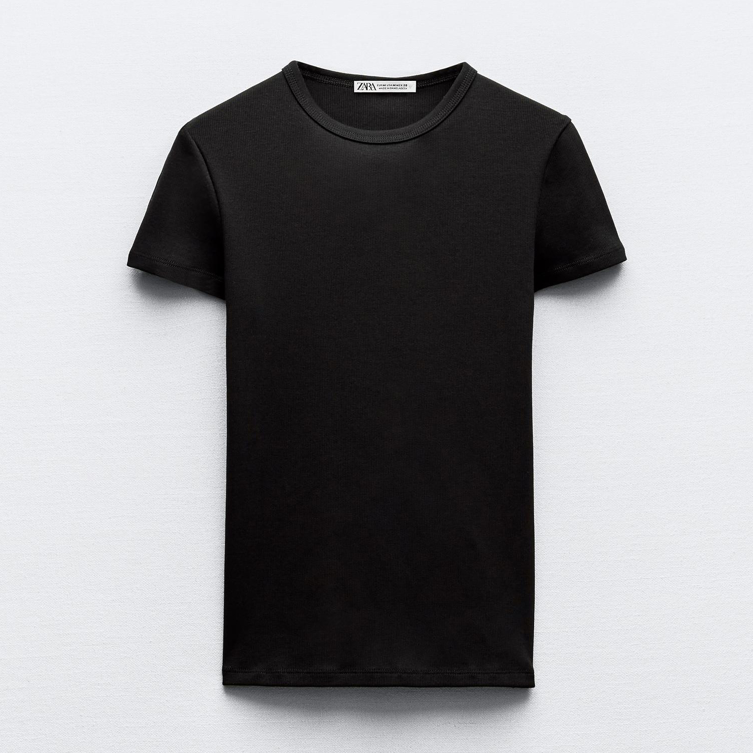 Футболка Zara Ribbed Short Sleeve, черный футболка zara short sleeve черный