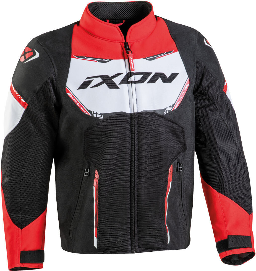 цена Куртка Ixon Striker Air Детская мотоциклетная текстильная, черно-красно-белая