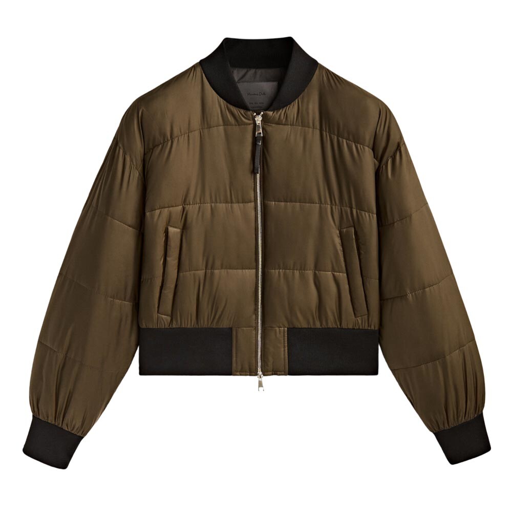 

Куртка-бомбер Massimo Dutti Cropped Quilted, хаки