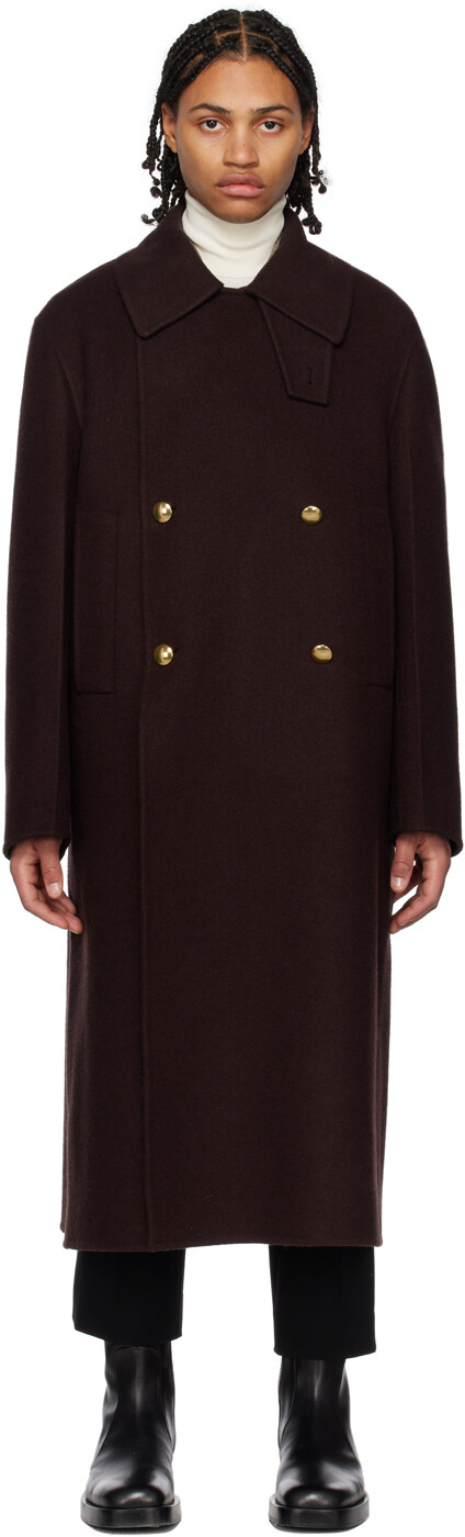 

Бордовое двубортное пальто Jil Sander