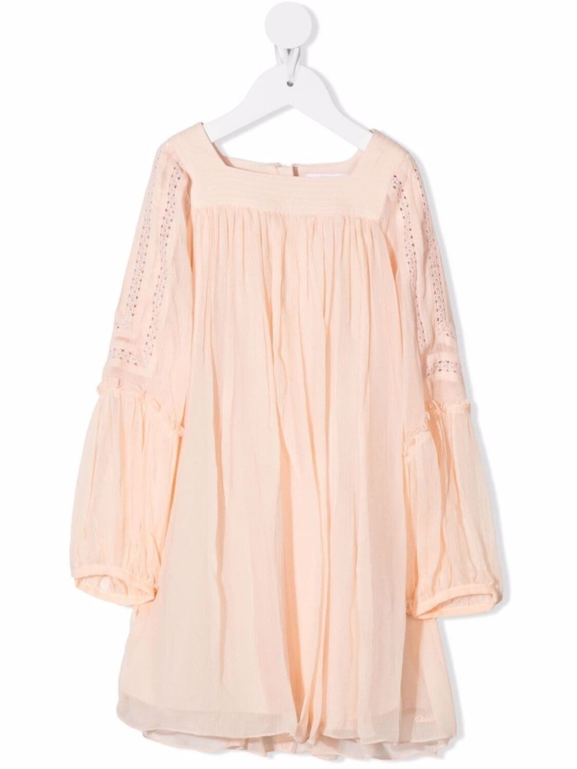 

Chloé Kids платье с длинными рукавами и сборками, розовый