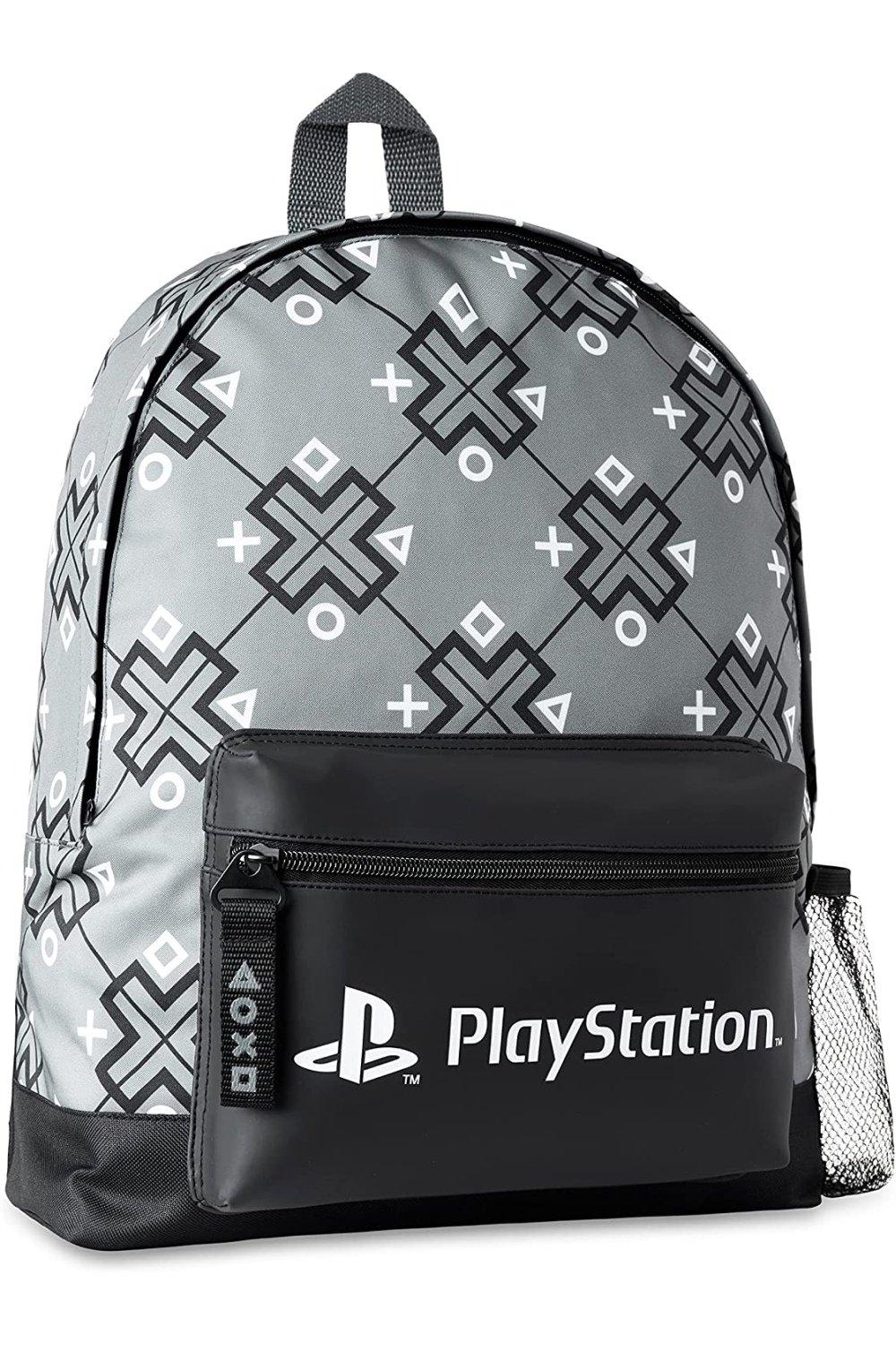 Рюкзак игровой школы Playstation, серый большой вместительный кожаный рюкзак из пвх черный