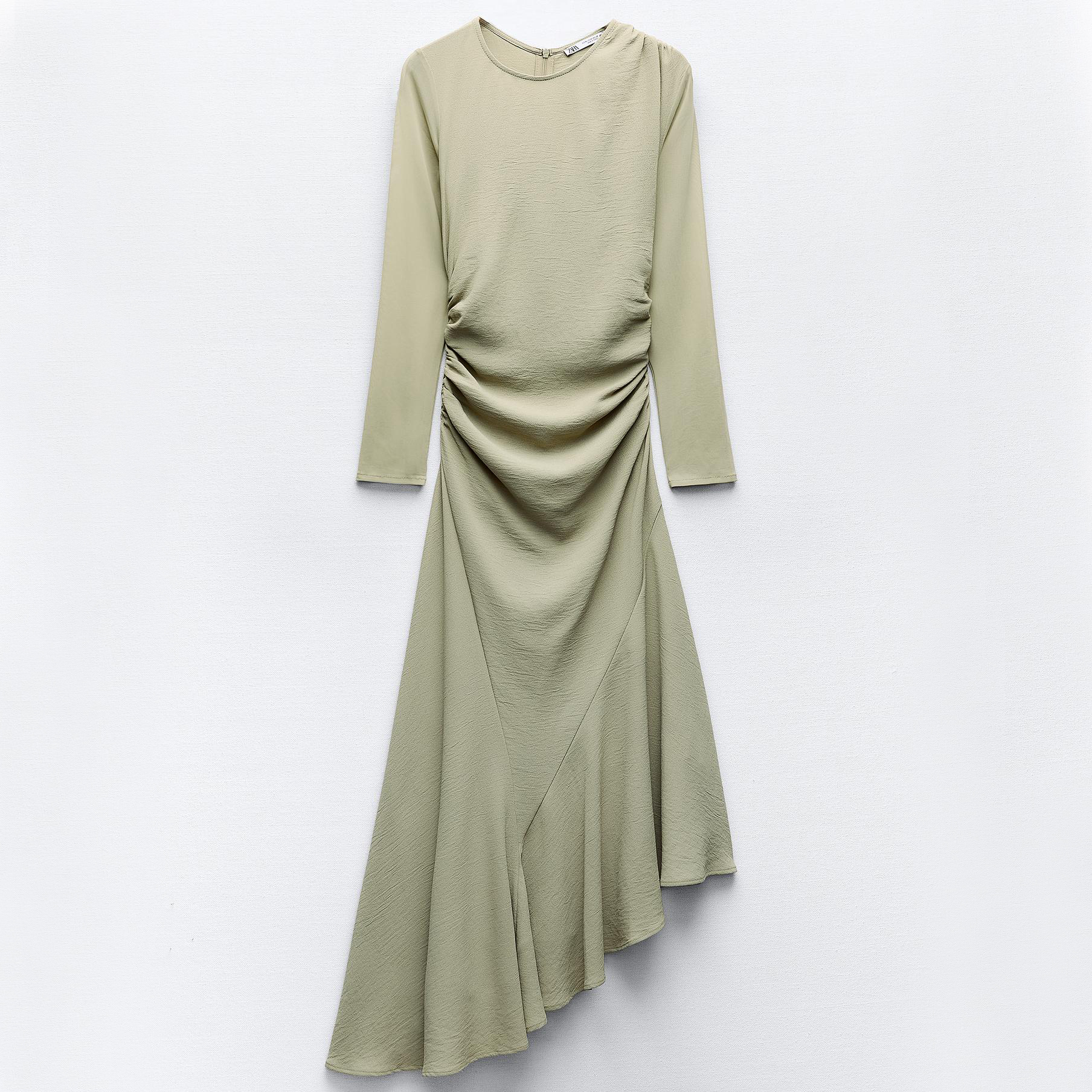 Платье Zara Draped Midi, хаки