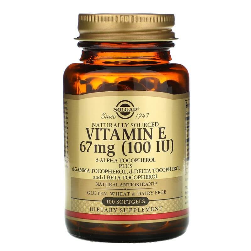Витамин E, 67 мг, 100 капсул, Solgar витамин е натурального происхождения 100 капсул solgar