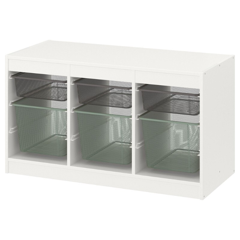 

Комбинация для хранения+контейнеры Ikea Trofast, белый/серый/зеленый