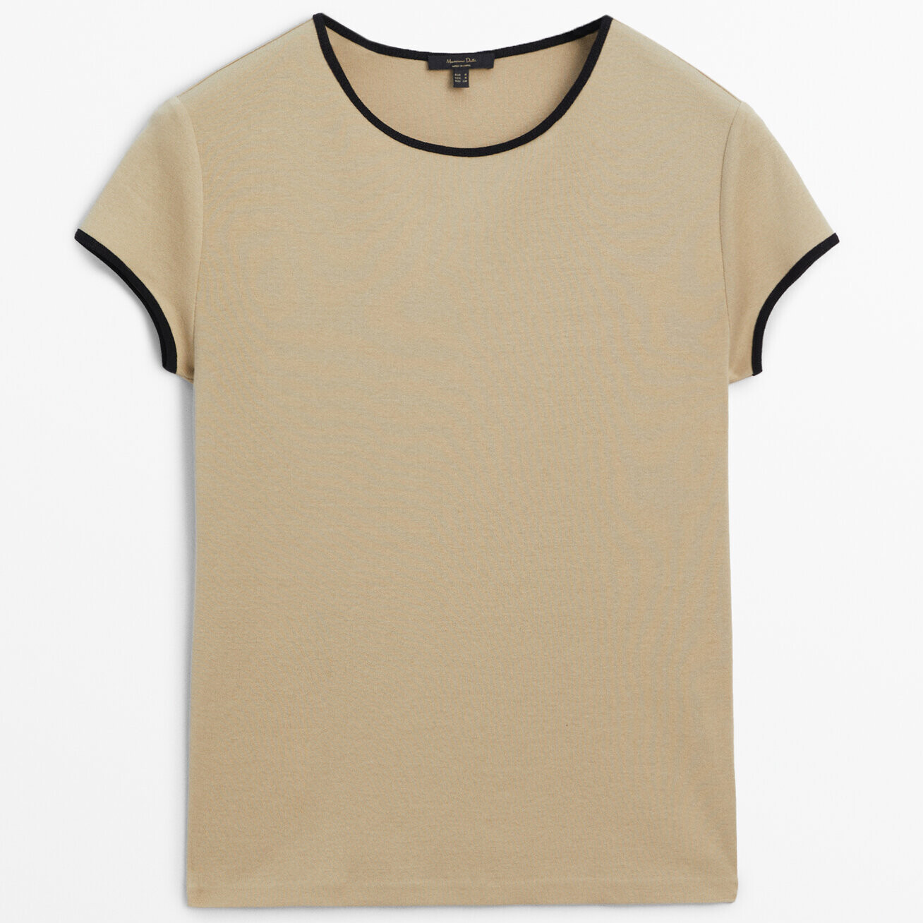 

Футболка Massimo Dutti Short Sleeve Contrast, серо-бежевый