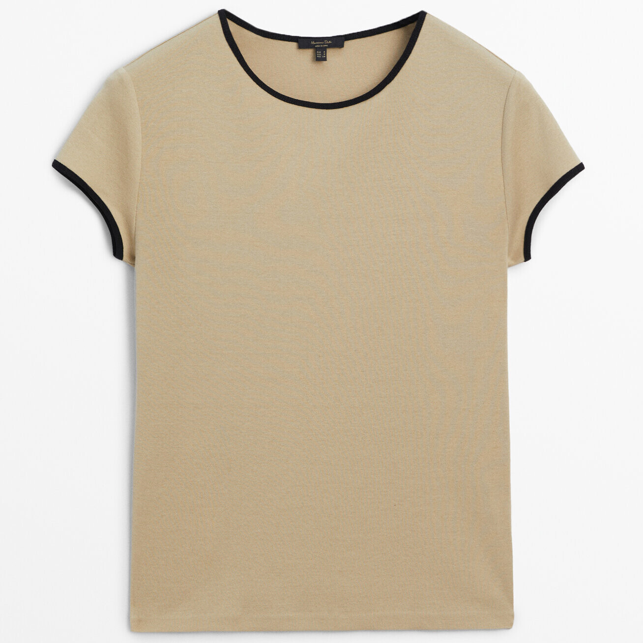 Футболка Massimo Dutti Short Sleeve Contrast, серо-бежевый