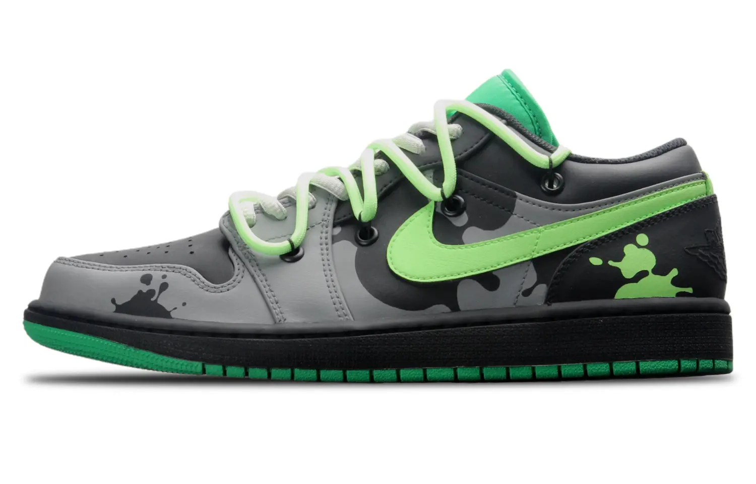 

Кроссовки Air Jordan 1 Vintage Basketball Shoes Men Low-top Black/grey/green, зеленый