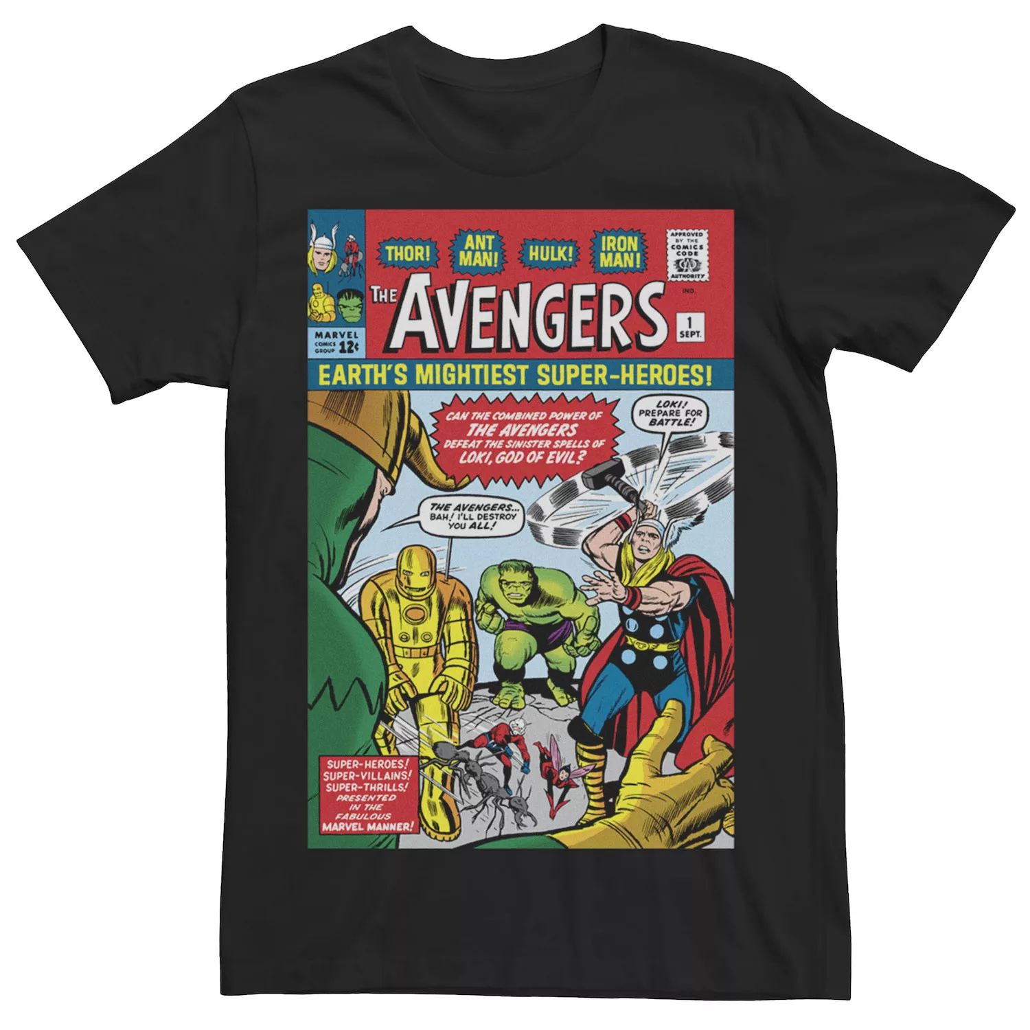 

Мужская футболка с обложкой комиксов первого выпуска Marvel Avengers Licensed Character