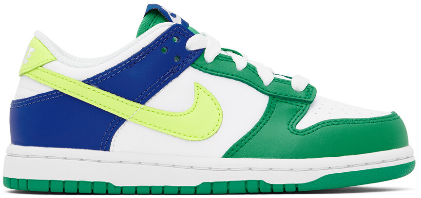

Бело-зеленые детские кроссовки Nike Kids Dunk Low Little Kids