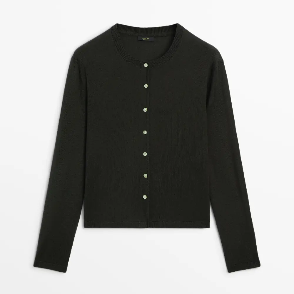 

Кардиган Massimo Dutti Plain Knit Button-up, темно-зеленый