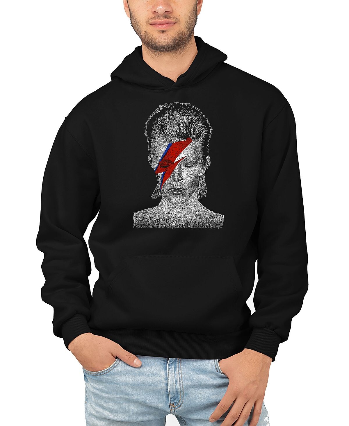 

Мужская толстовка с капюшоном david bowie aladdin sane word art LA Pop Art, черный
