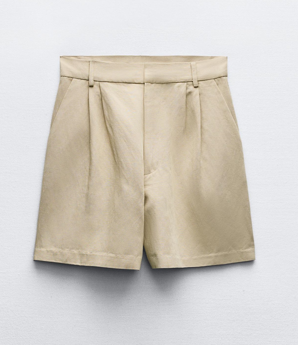 шорты zara high waist bermuda белый Шорты Zara High-waist Pleated Bermuda, коричневый