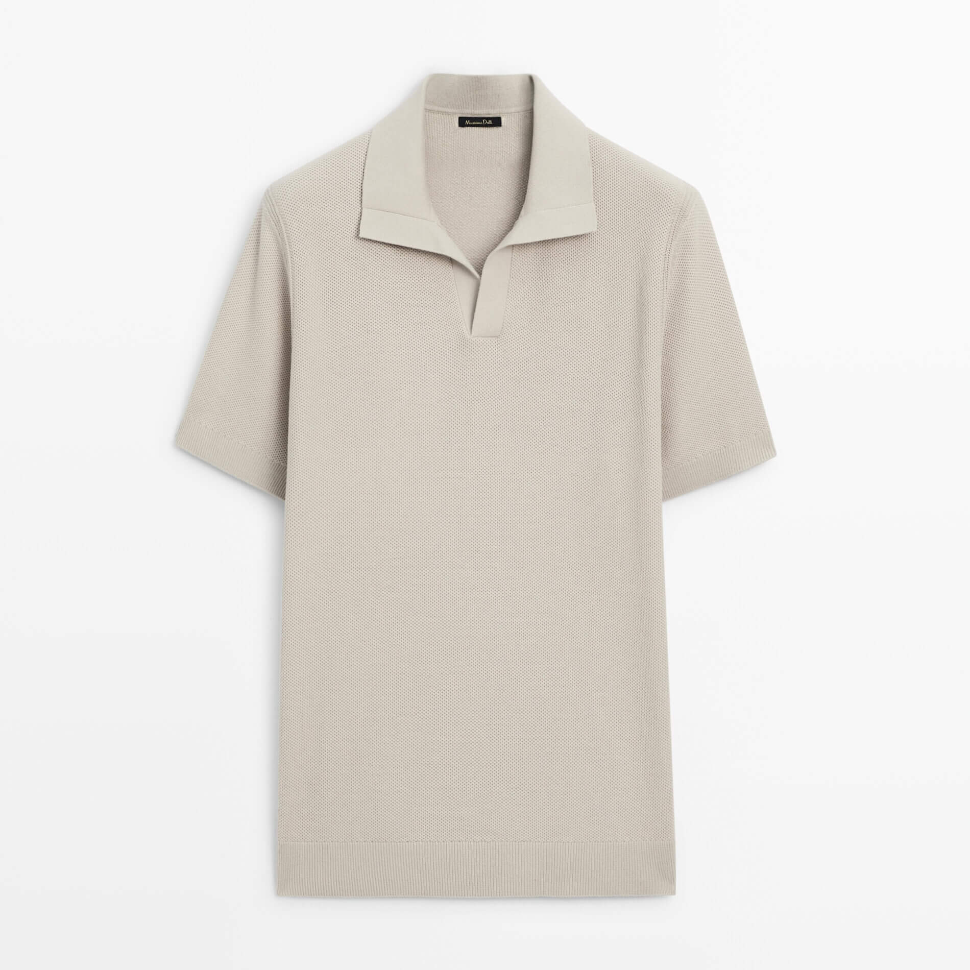 Рубашка поло Massimo Dutti Short Sleeve Cotton Knit, бежевый