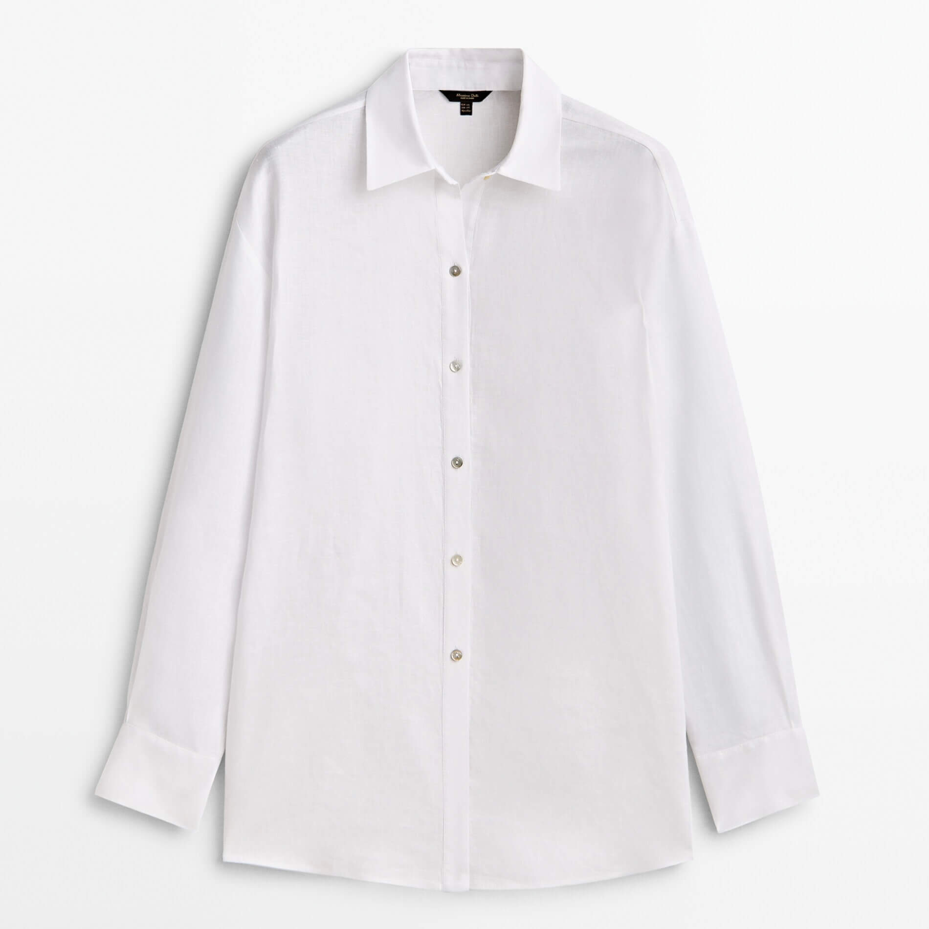 Блузка Massimo Dutti 100% Linen Oversize, белый