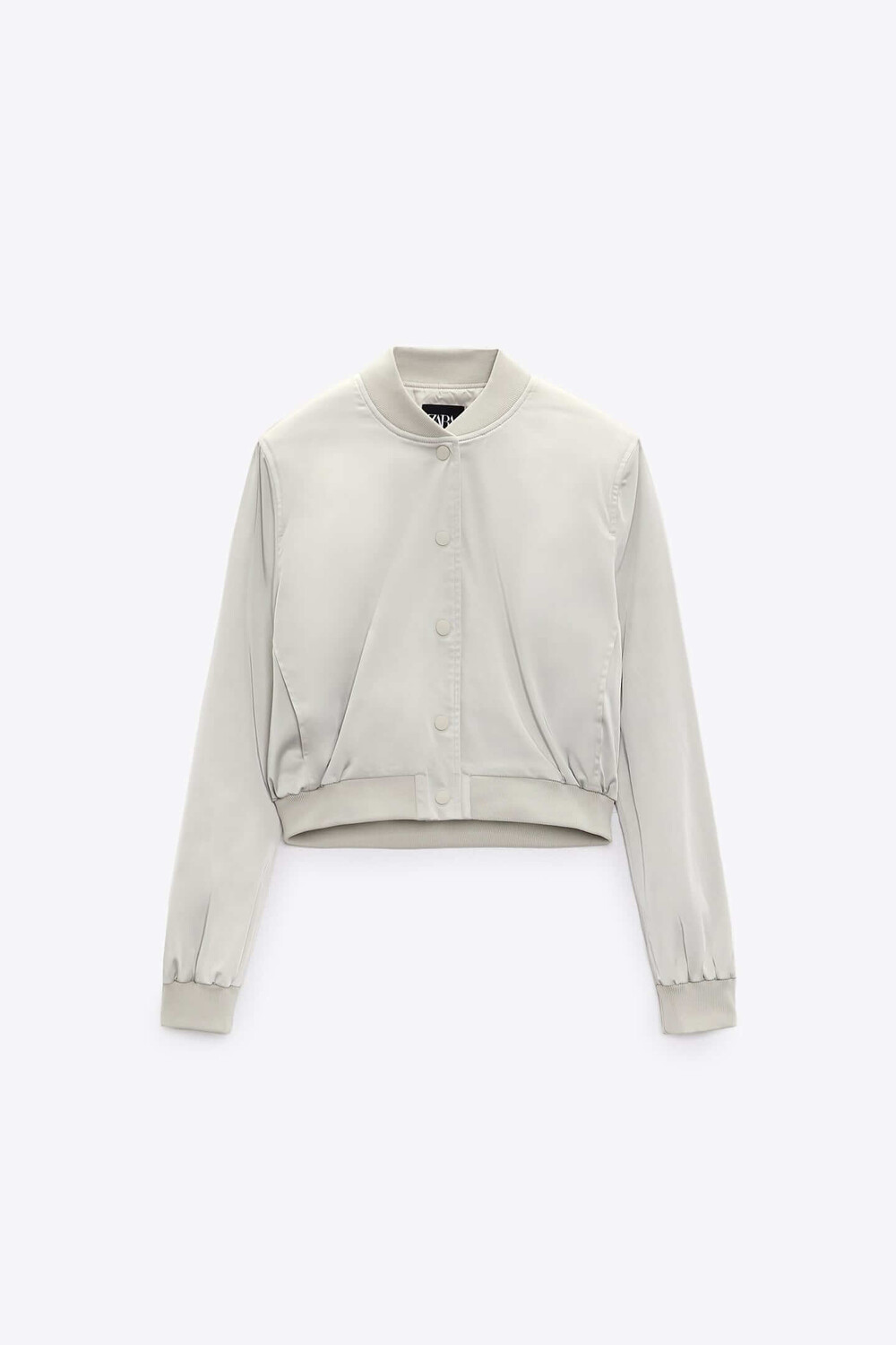 

Бомбер Zara Satin Cropped, жемчужно-серый
