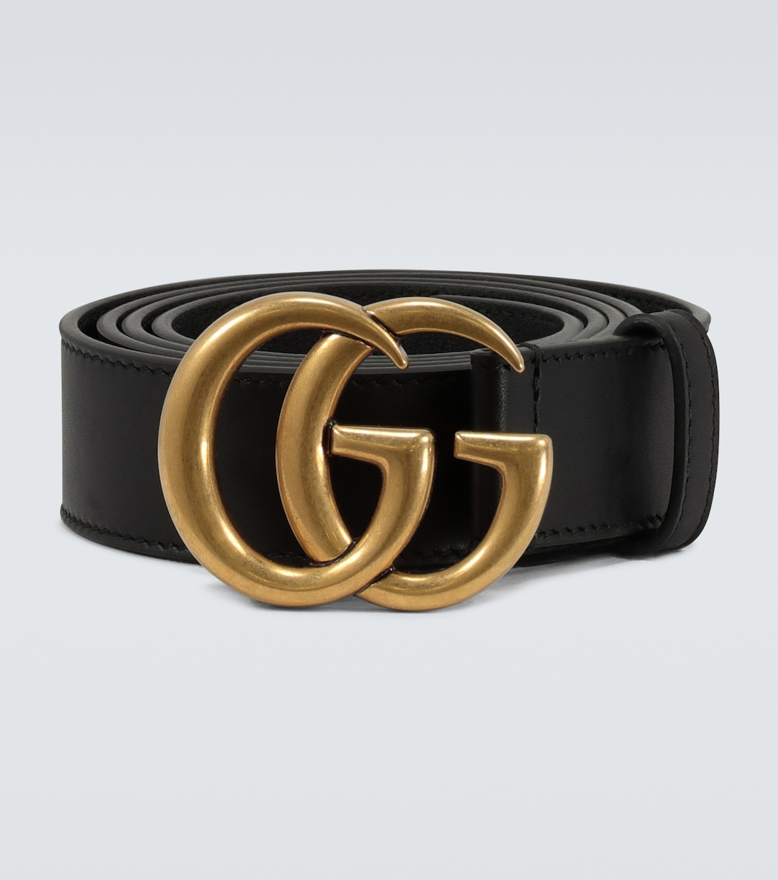 Кожаный ремень с пряжкой в виде двойной буквы G Gucci, черный ремень gucci double g черный