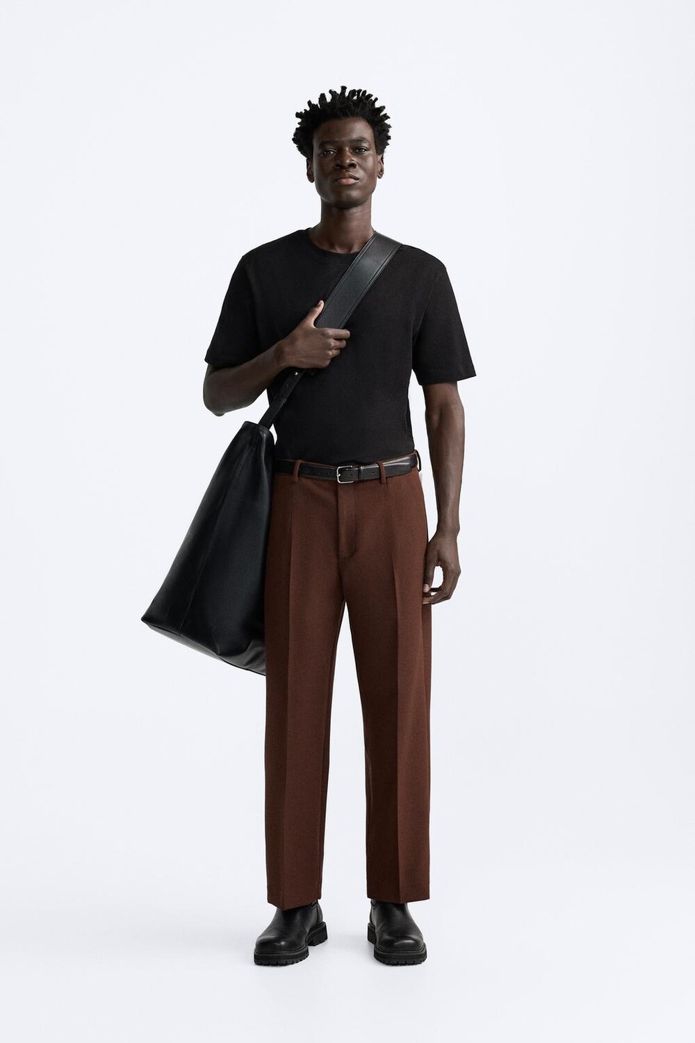 

Прямые брюки ZARA, темно-бордовый, Красный