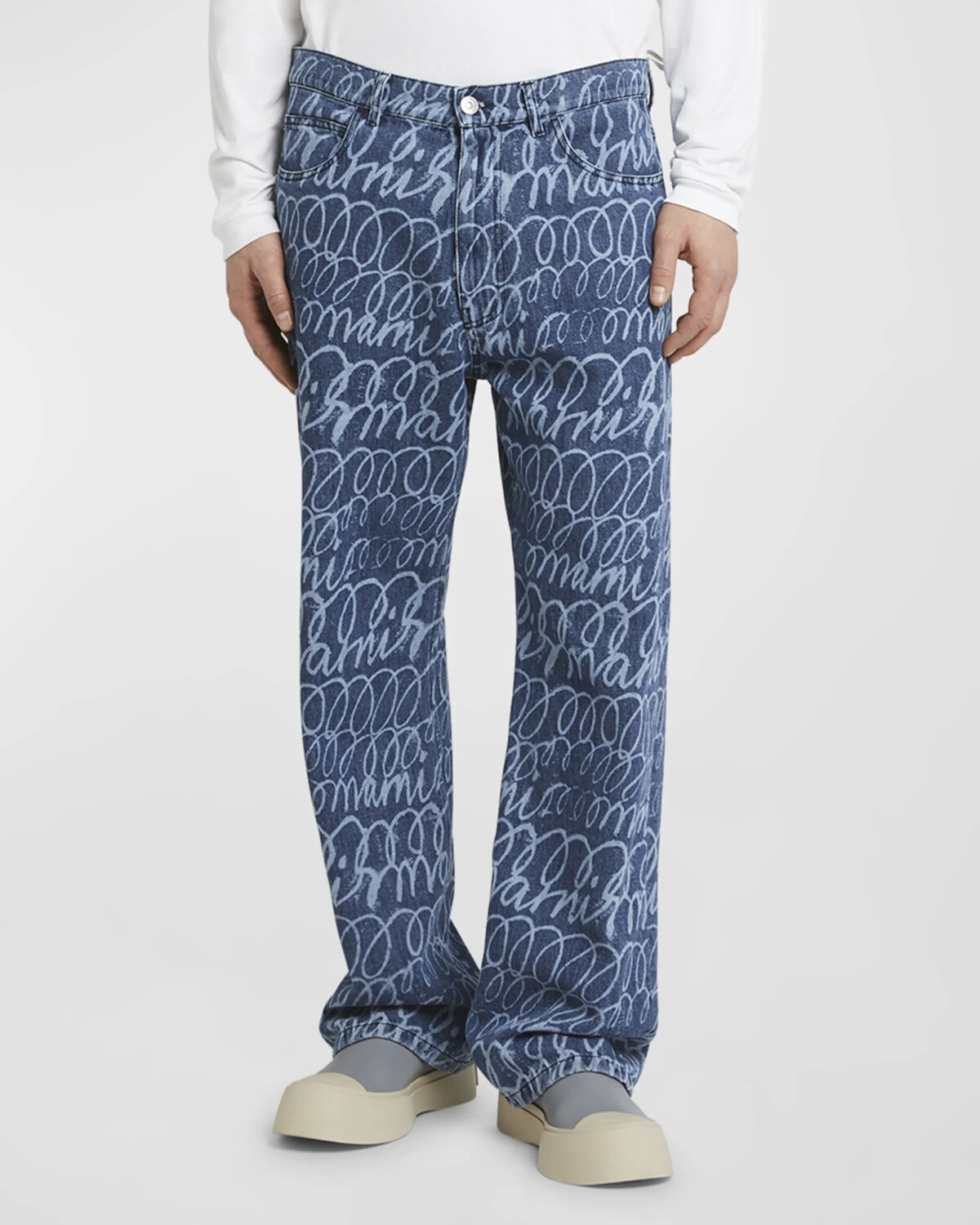 

Мужские широкие джинсы с рисунком Marni, цвет Blue