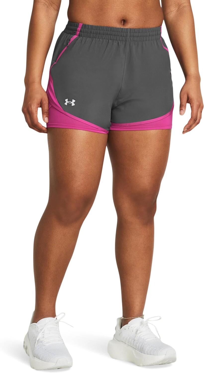 

Шорты Under Armour Fly By 2-in-1 Shorts, цвет Castlerock/Astro Pink/Reflective