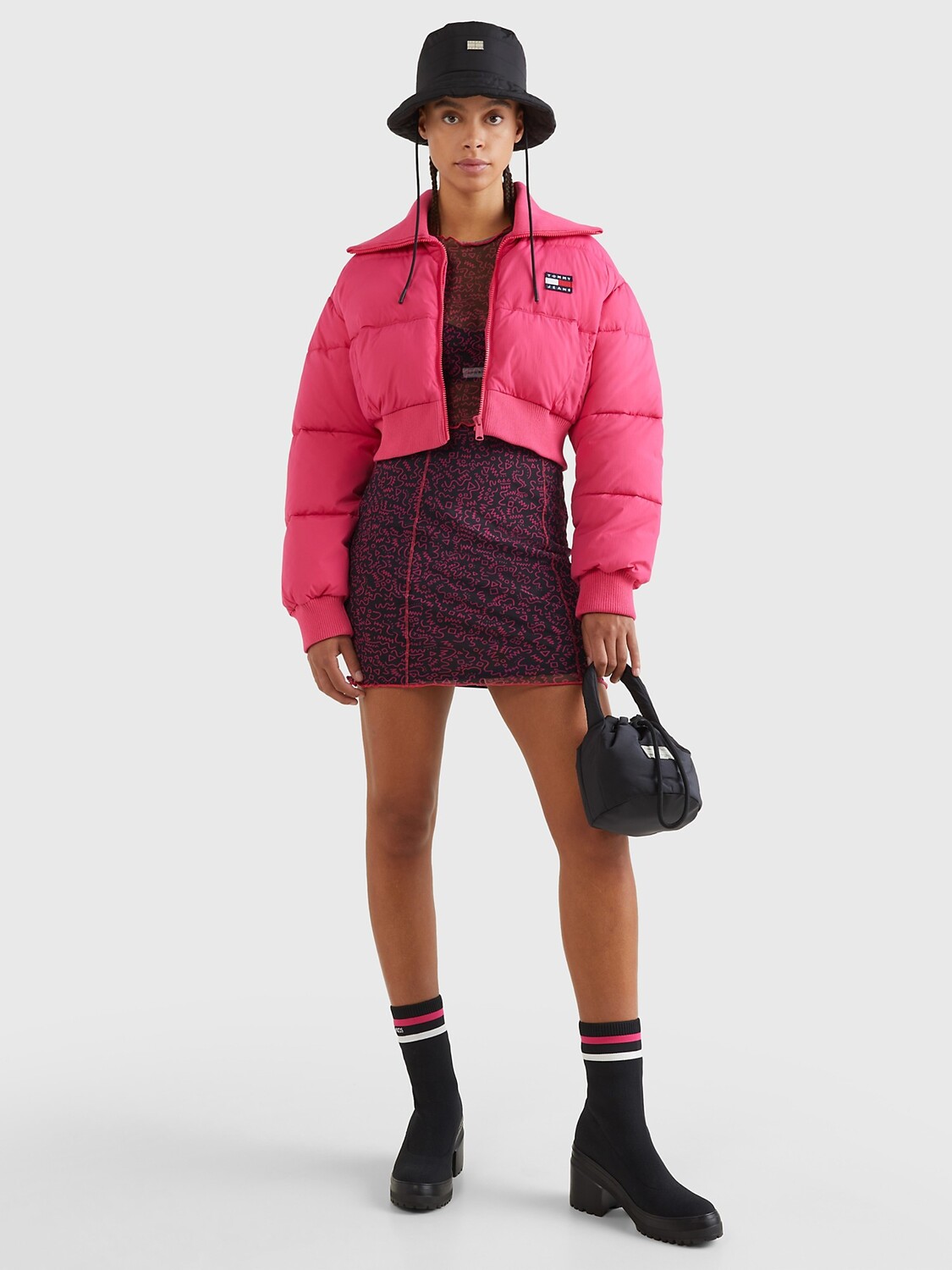 

Укороченная пуховая куртка Tommy Hilfiger, розовый