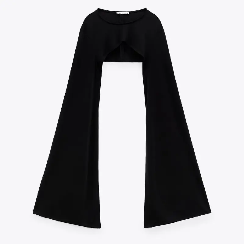 

Футболка Zara Cropped Long Sleeve, черный