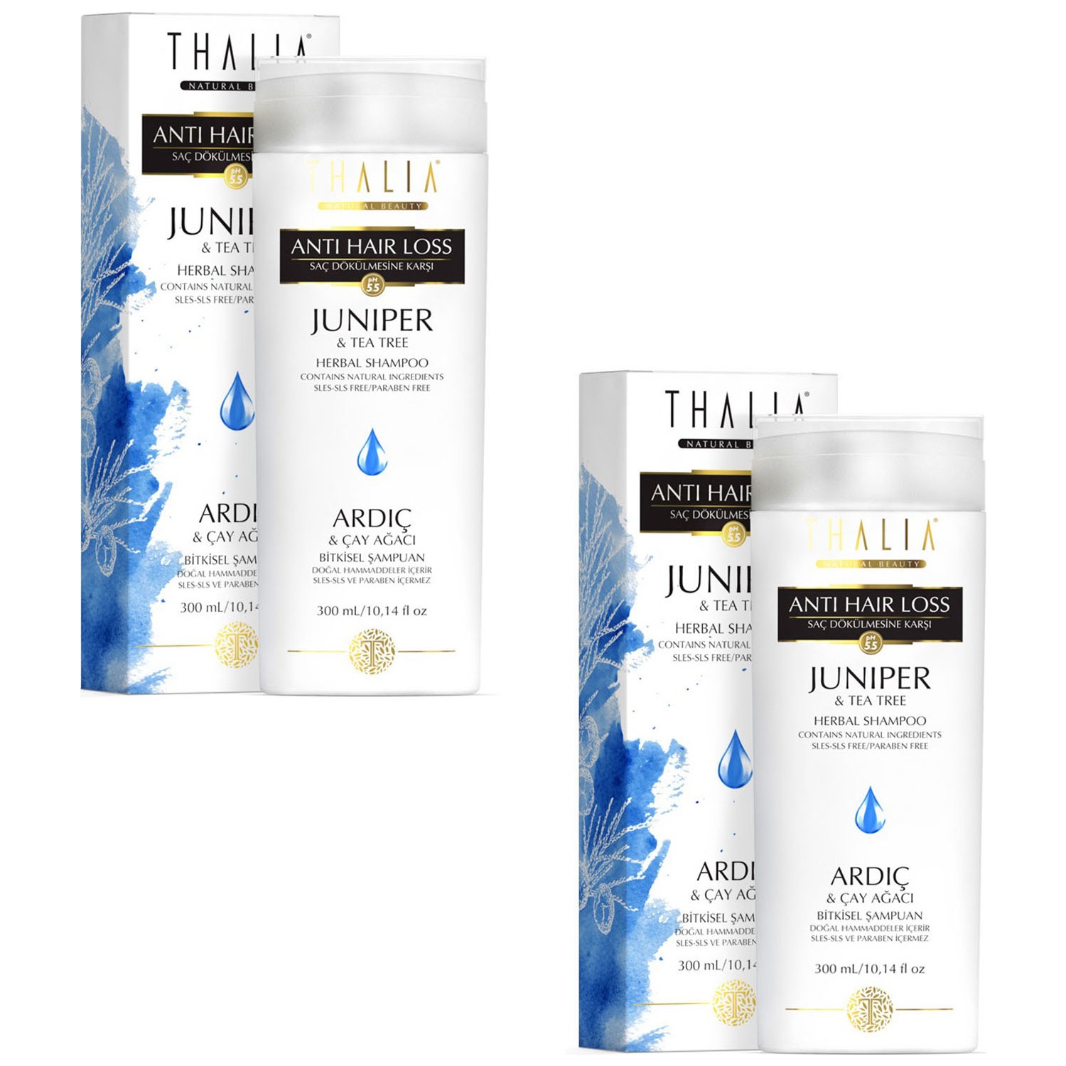 Шампунь Thalia Ardic and Tea Tree Extract от выпадения волос, 2 тюбика по 300 мл питательный лосьон thalia coconut oil для тела 300 мл
