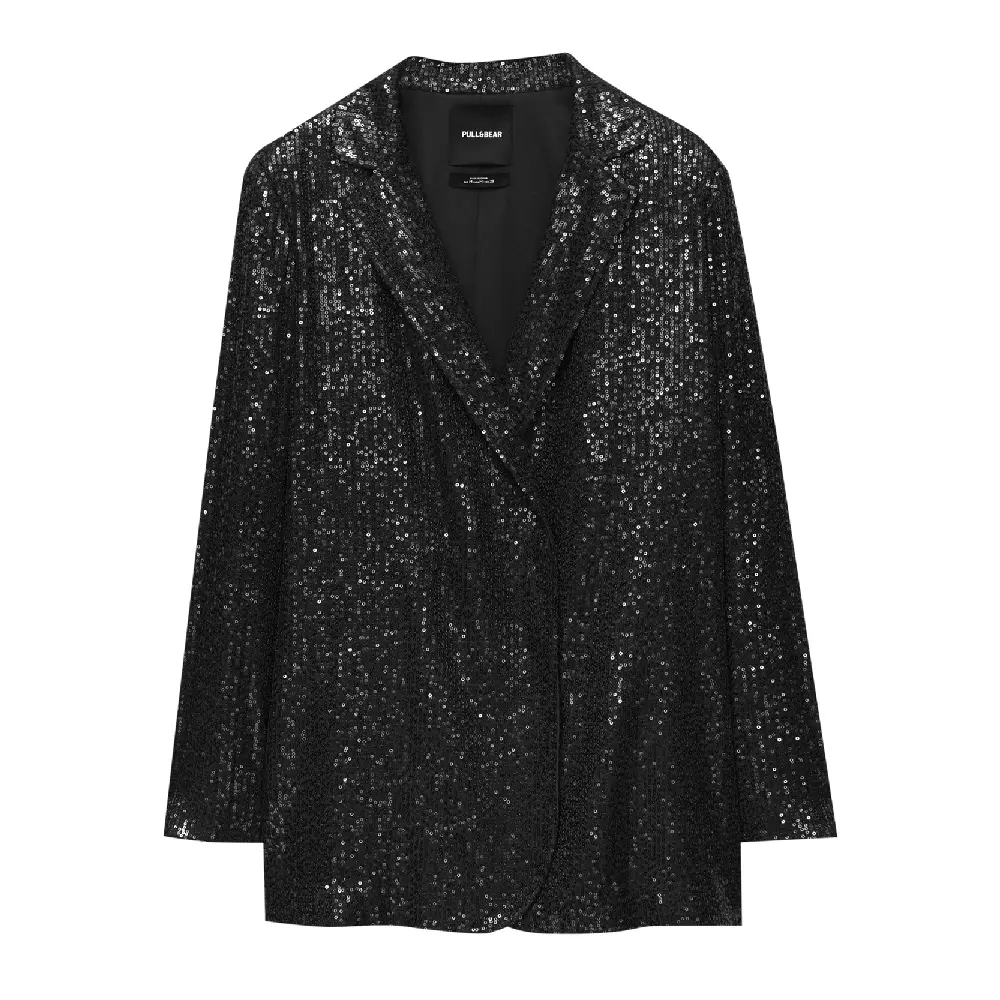 

Пиджак Pull&Bear x Valentina Zenere Flowing With Sequins, черный