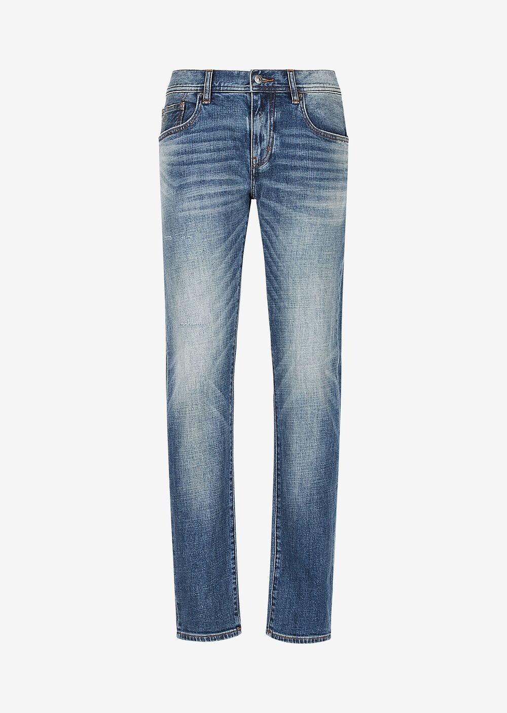 

Джинсы J13 узкого кроя из эластичного хлопкового саржевого денима Armani Exchange, синий