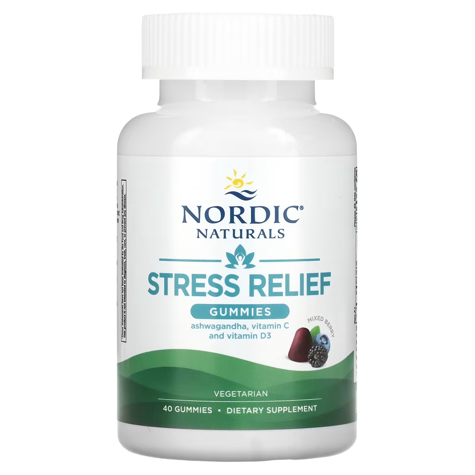 Nordic Naturals Жевательные таблетки для снятия стресса ягодное ассорти, 40 жевательных таблеток nordic naturals мультивитаминные жевательные мармеладки для женщин ягодное ассорти 60 жевательных таблеток