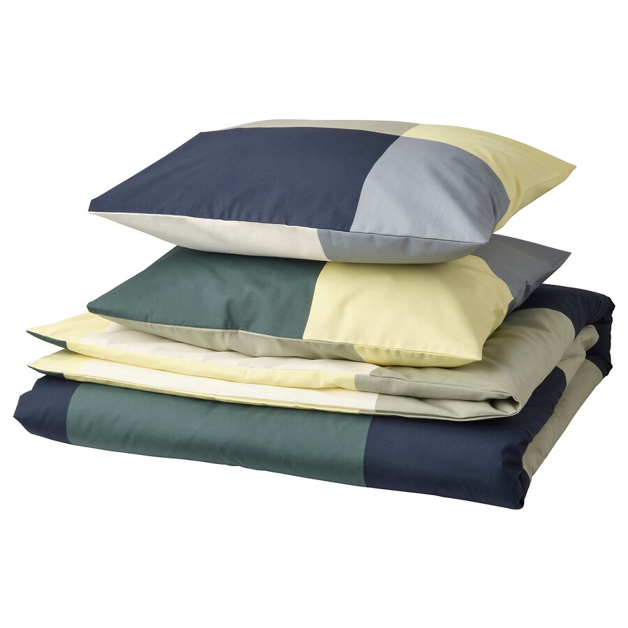 Комплект постельного белья Ikea Brunkrissla, 240x220/50x60 см, зеленый/мультиколор