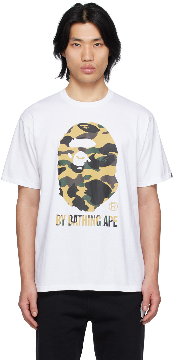 

Белая футболка с камуфляжным принтом 1st BAPE, Белый