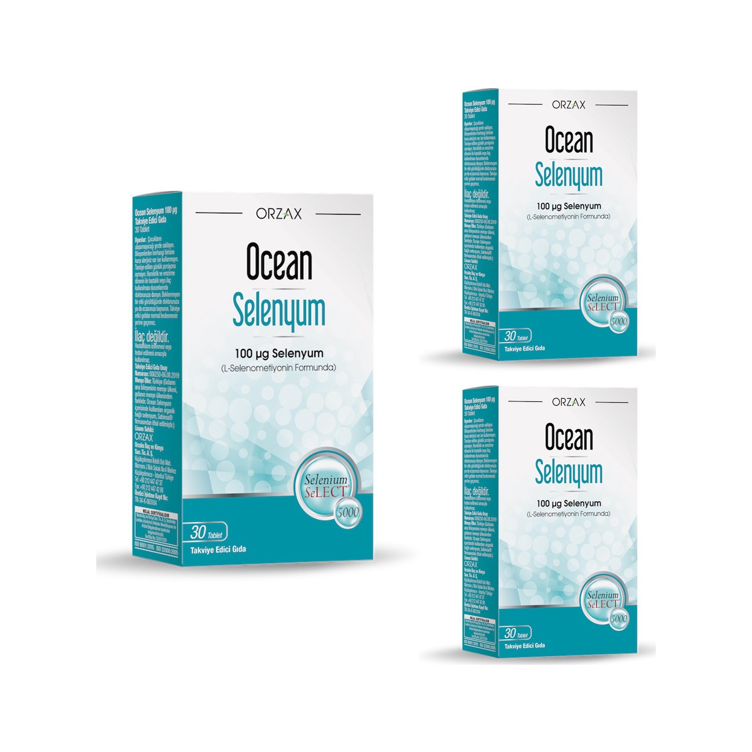Селен Orzax Ocean 100 мкг, 3 упаковки по 30 таблеток пищевая добавка ocean biotin 60 капсул 5000 мкг
