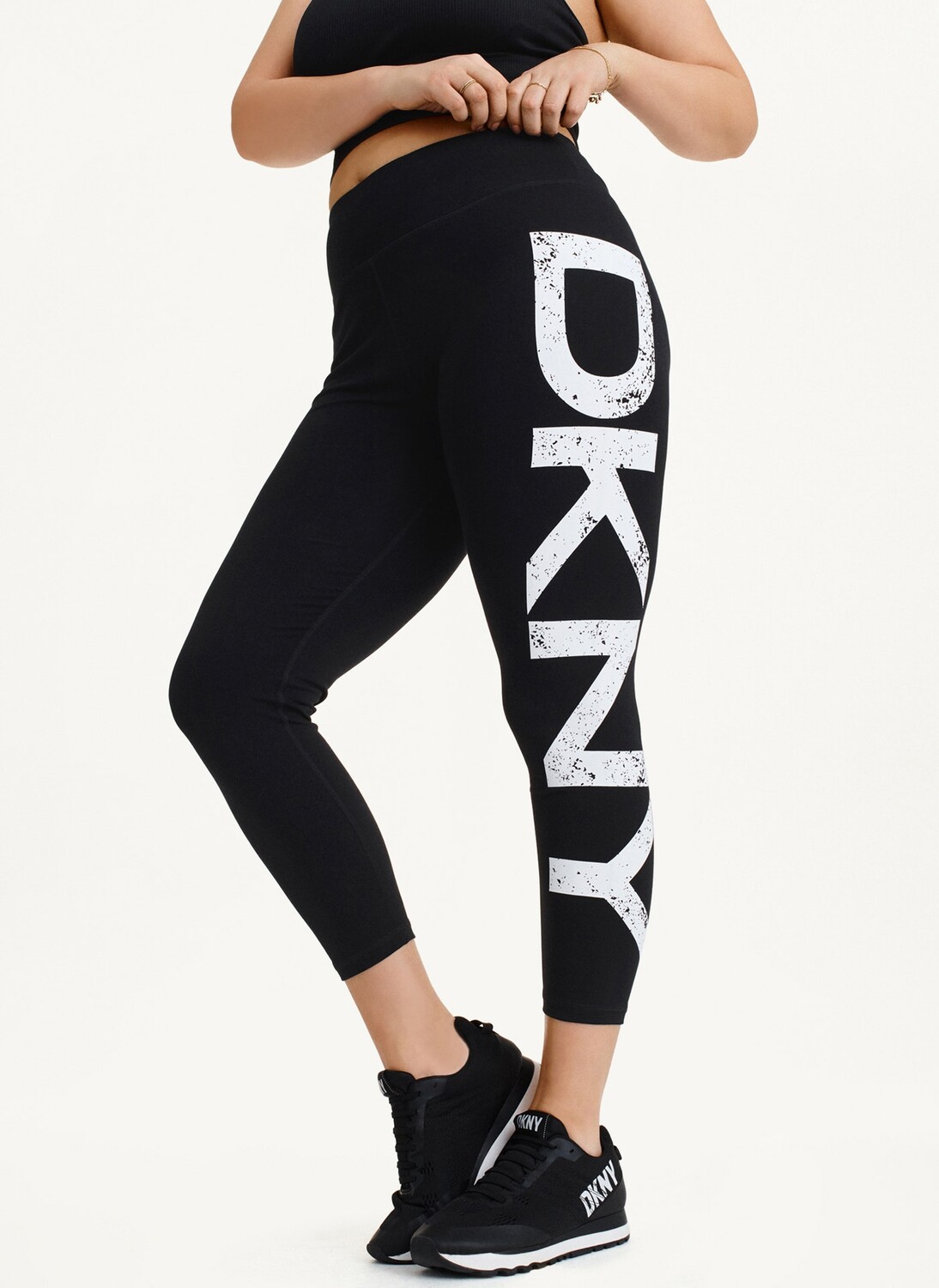 

Леггинсы с завышенной талией и логотипом Crackle с эффектом потертости DKNY