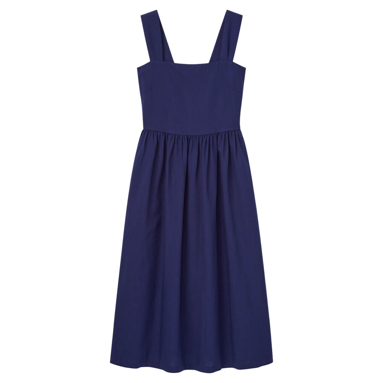 

Платье Uniqlo Linen Blend Gathered Sleeveless, темно-синий