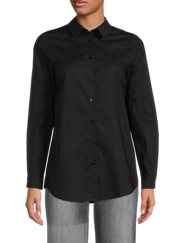 

Однотонная классическая рубашка Saks Fifth Avenue Black