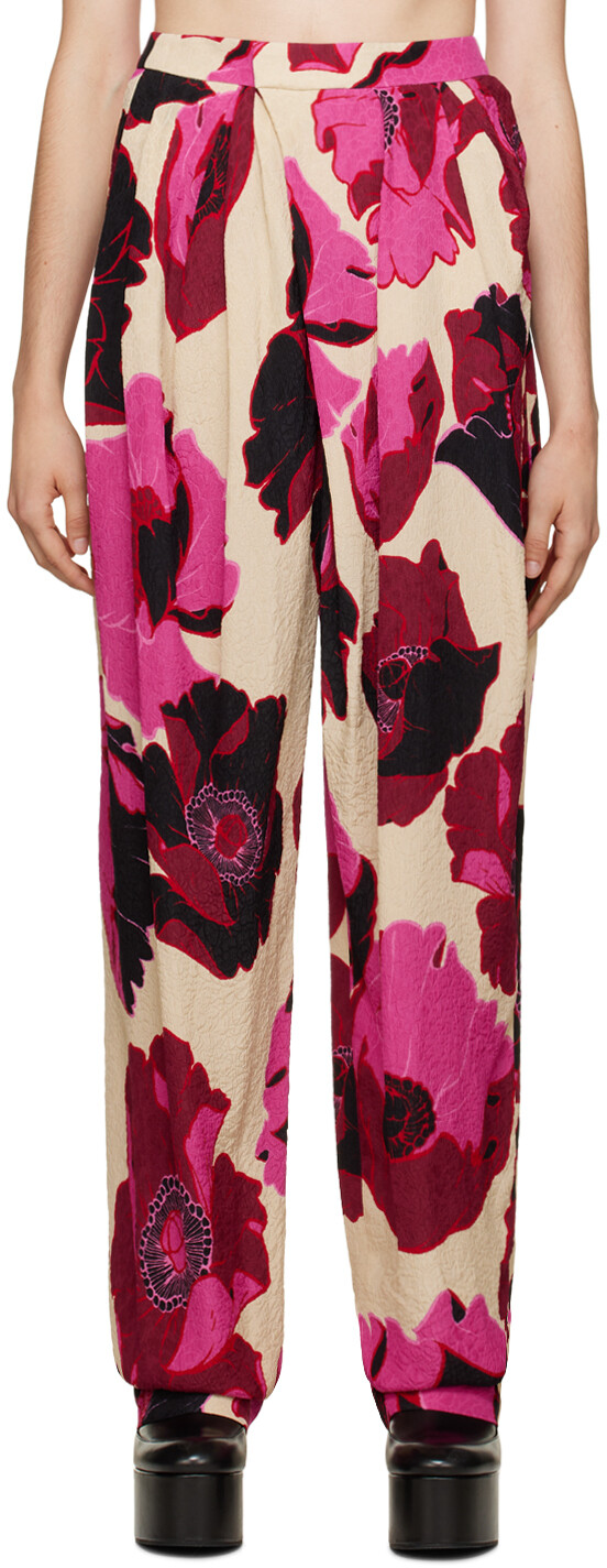 

Разноцветные брюки с цветочным принтом Dries Van Noten