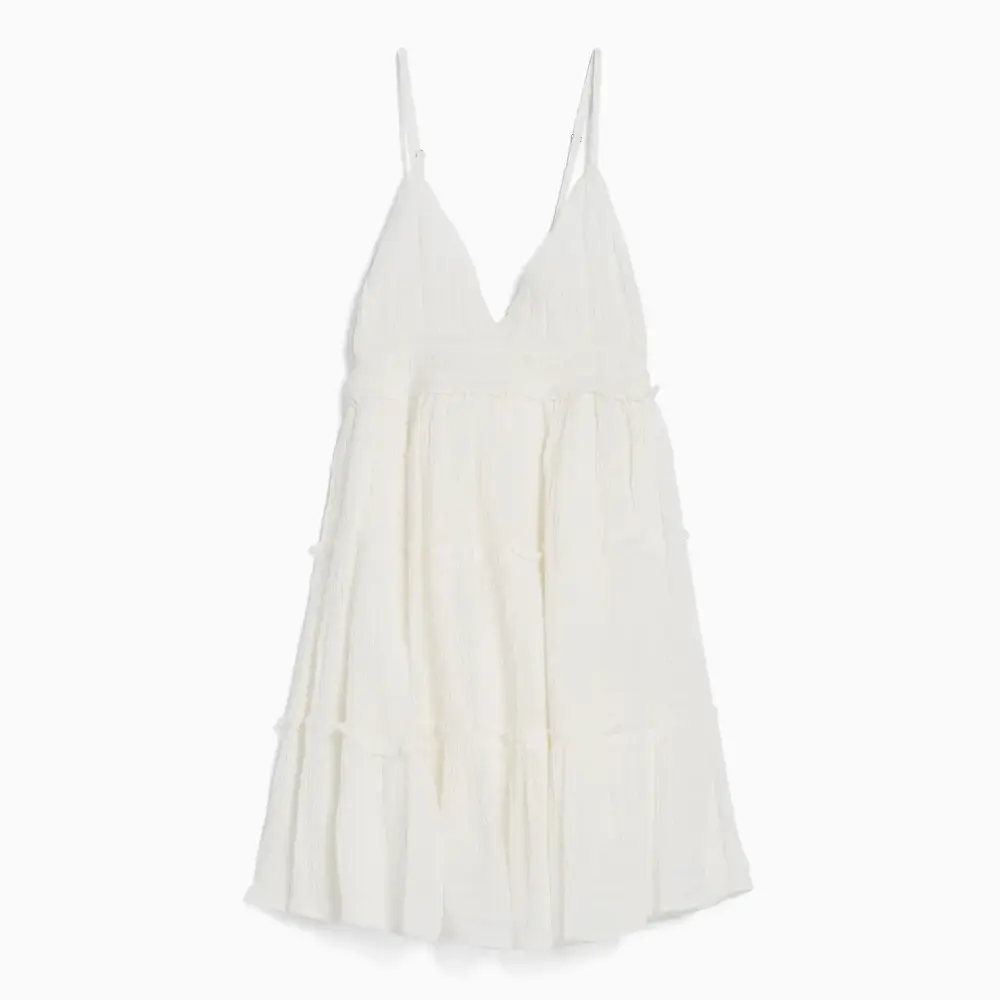 

Платье Bershka Mini With Ruffled Straps, кремовый