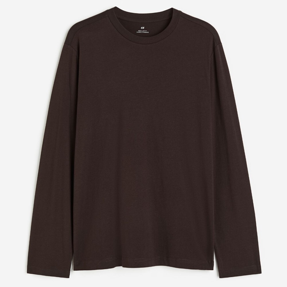 

Лонгслив H&M Regular Fit Jersey, темно-коричневый
