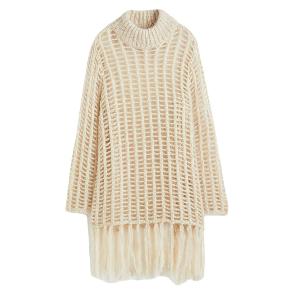 

Платье H&M Oversized Fringe-trimmed, светло-бежевый