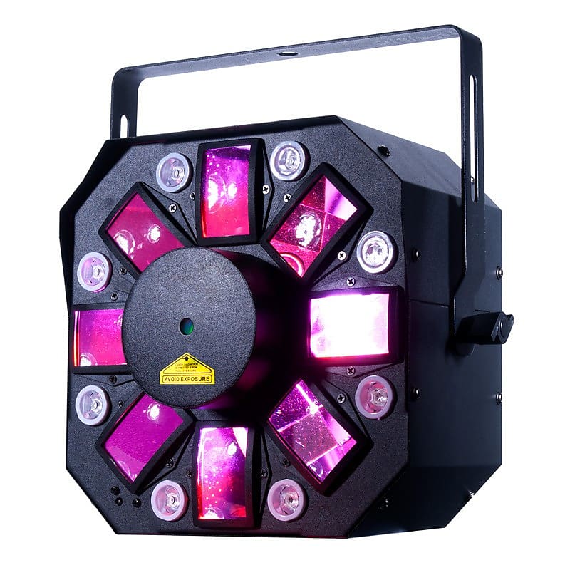 цена ADJ Stinger II 3-FX-IN-1 LED Moonflower, лазерный и ультрафиолетовый светодиодный свет для эффектов American DJ Stinger 2